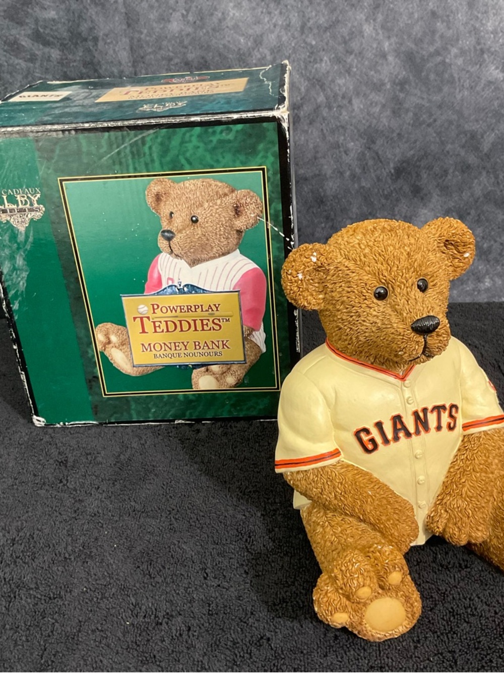 Vintage Powerplay Teddies Giants Money Bank Teddy Bear